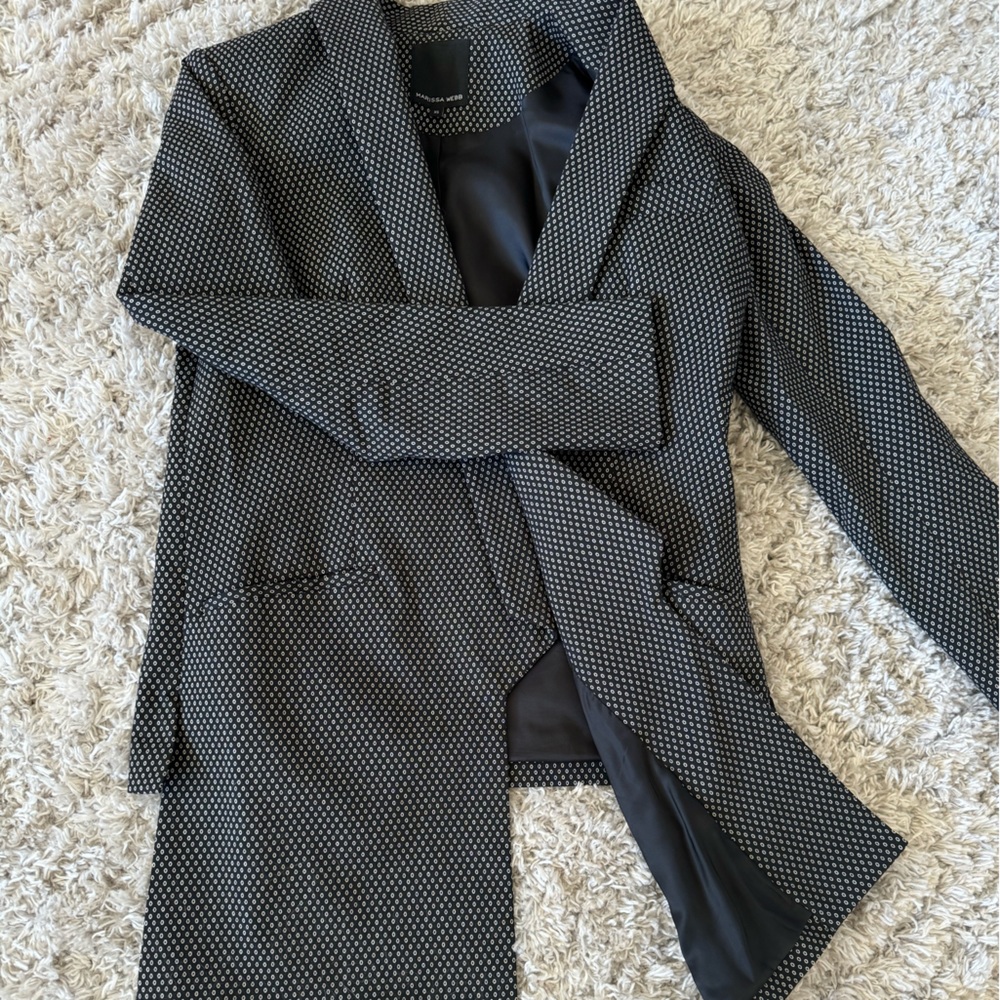 Marissa Web Asymmetrical Blazer, Black with White Dots